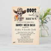 Boos & Brews Halloween Skull Beer Howdyween Party Kaart (Staand voorkant)