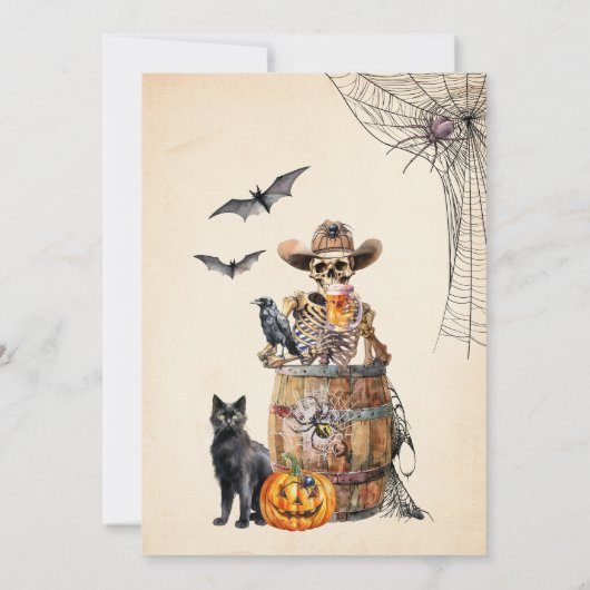 Boos & Brews Halloween Skull Beer Howdyween Party Kaart (Achterkant)