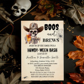 Boos & Brews Halloween Skull Beer Howdyween Party Kaart