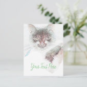 Boos Cute Cate Gezicht Schets Briefkaart (Staand voorkant)