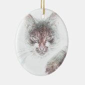 Boos Cute Kattengezicht Schets Keramisch Ornament (Rechts)