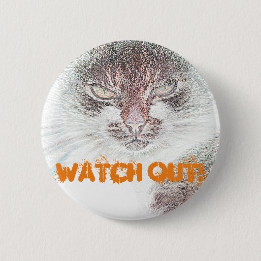 Boos Cute Kattengezicht Schets Ronde Button 5,7 Cm (Voorkant)