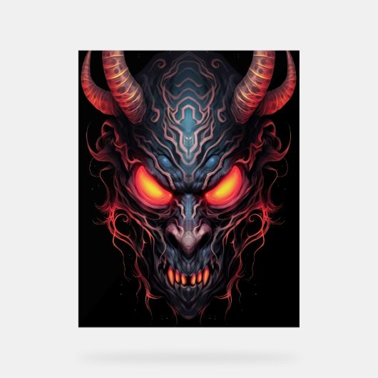 Boos demonisch kwaadaardig monster acryl bord (Voorkant)