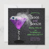Boos en Booze Adult Halloween Cocktail Party Kaart (Voorkant)