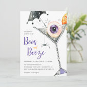 Boos en Booze Adult Halloween Cocktail Party Kaart (Staand voorkant)