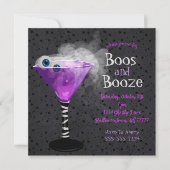 Boos en Booze Adult Halloween Cocktail Party Kaart (Voorkant)