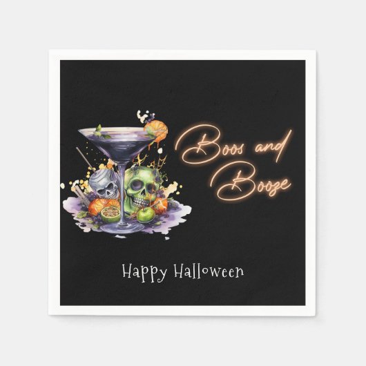 Boos en Booze Adult Halloween Cocktail Party Servet (Voorkant)
