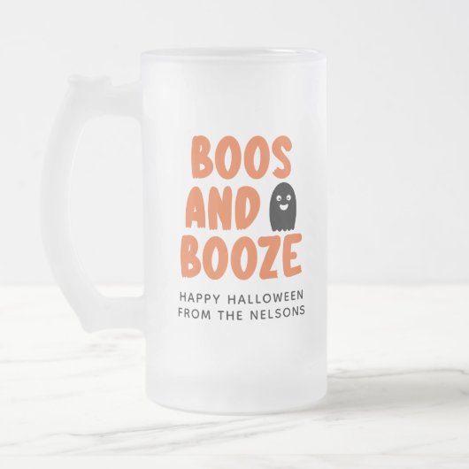Boos en Booze Adult Halloween Cute Ghost Matglas Bierpul (Links)
