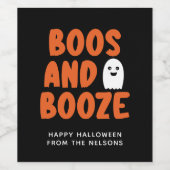 Boos en Booze Adult Halloween Cute Ghost Wijn Etiket (Enkel label)