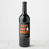 Boos en Booze Adult Halloween Cute Ghost Wijn Etiket (Voorkant)