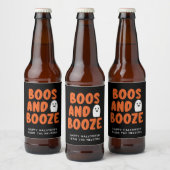 Boos en Booze Adult Halloween Ghost Black Bier Etiket (Flessen)