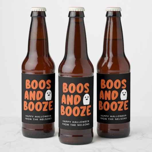 Boos en Booze Adult Halloween Ghost Black Bier Etiket (Flessen)