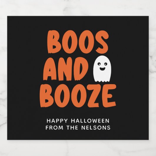 Boos en Booze Adult Halloween Ghost Black Bier Etiket (Enkel label)