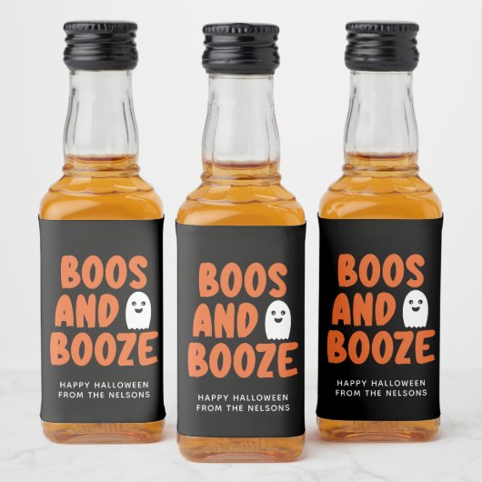 Boos en Booze Adult Halloween Ghost Black Likeurfles Etiket (Flessen)