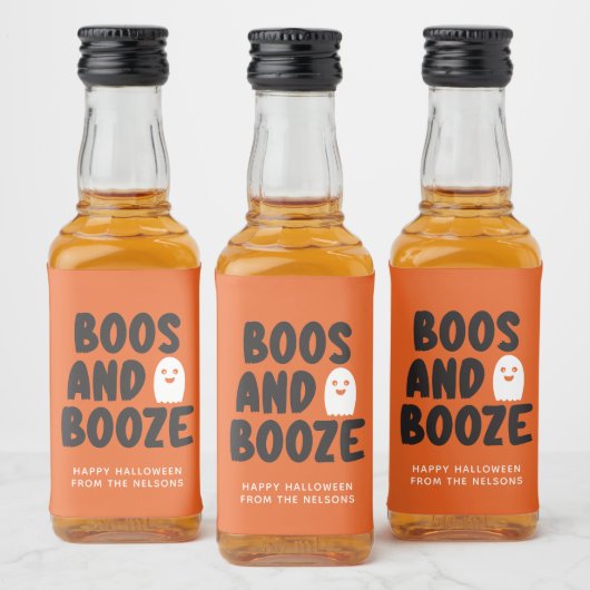 Boos en Booze Adult Halloween Ghost Sinaasappel Likeurfles Etiket (Flessen)
