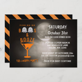 Boos en Booze Adult Halloween Party Graveyard Kaart