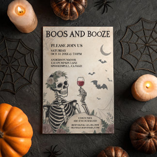 Boos en Booze Adult Halloween Party Kaart