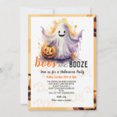 Boos en Booze Black Halloween Party Kaart (Voorkant)
