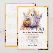 Boos en Booze Black Halloween Party Kaart (Voorkant / Achterkant)