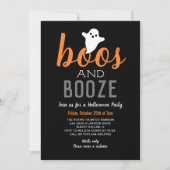 Boos en Booze Black Oranje Adult Halloween Party Kaart (Voorkant)