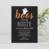 Boos en Booze Black Oranje Adult Halloween Party Kaart (Staand voorkant)