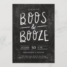 Boos en Booze Chalk Hand Lettered Halloween Party