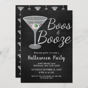 Boos en Booze Cocktail Halloween Kaart