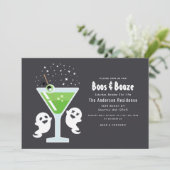 Boos en Booze Cocktail Halloween Party Invitation Kaart (Staand voorkant)