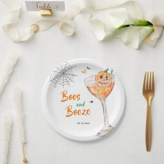 Boos en Booze Cocktail Halloween Party Papieren Bordje (Huwelijk)