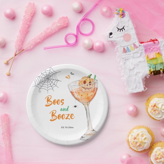 Boos en Booze Cocktail Halloween Party Papieren Bordje (Feest)
