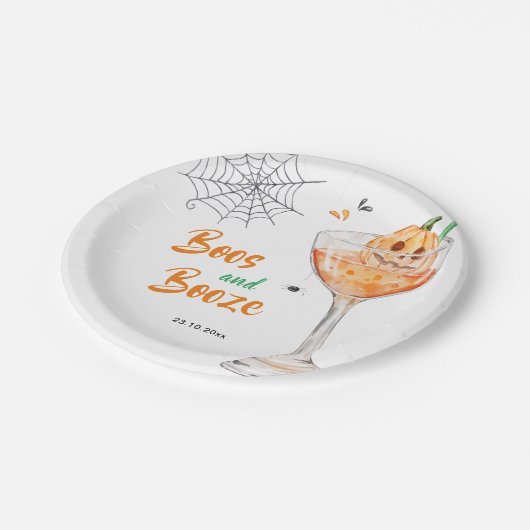 Boos en Booze Cocktail Halloween Party Papieren Bordje (Gekanteld)