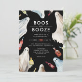 Boos en Booze | Donker Modern Volwassen Halloween  Kaart (Staand voorkant)