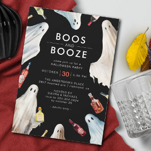 Boos en Booze   Donker Modern Volwassen Halloween  Kaart