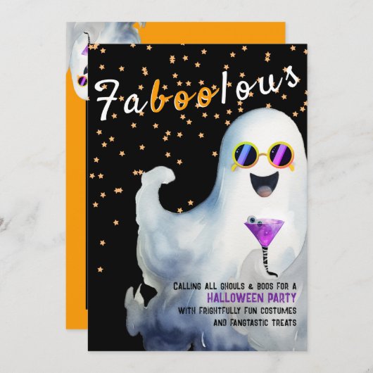 Boos en Booze Faboolous Volwassen Halloween Party Kaart (Voorkant / Achterkant)