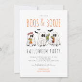 Boos en Booze Funny Ghost Adult Halloween Party Kaart (Voorkant)