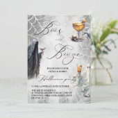 Boos en Booze Ghost Volwassen Halloween Party Kaart (Staand voorkant)