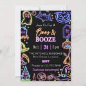 Boos En Booze Glow Donker Halloween Party Kaart (Voorkant)