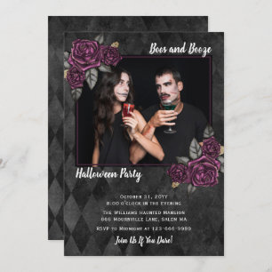 Boos en Booze Gothic Rozen Foto Halloween Kaart