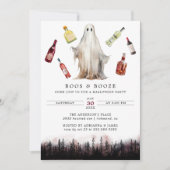 Boos en Booze | Grappig spook volwassen Halloween Kaart (Voorkant)