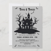 Boos En Booze Grijs Halloween Party Kaart (Voorkant)