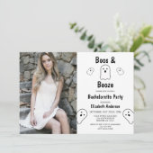 Boos en Booze Halloween Bachelorette Party Kaart (Staand voorkant)