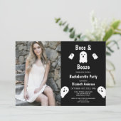 Boos en Booze Halloween Bachelorette Party Kaart (Staand voorkant)