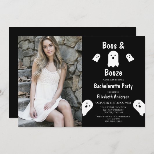 Boos en Booze Halloween Bachelorette Party Kaart (Voorkant / Achterkant)
