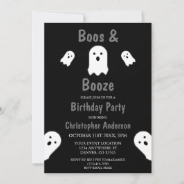 Boos en Booze Halloween Birthday Party Kaart