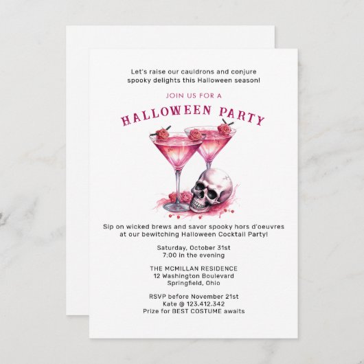 Boo's en Booze: Halloween Cocktail Bash! Kaart (Voorkant / Achterkant)
