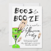 Boos en Booze Halloween  Ghost Drink Kaart (Voorkant)