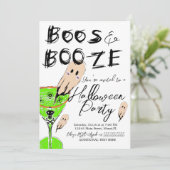 Boos en Booze Halloween  Ghost Drink Kaart (Staand voorkant)