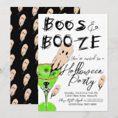 Boos en Booze Halloween  Ghost Drink Kaart (Voorkant / Achterkant)