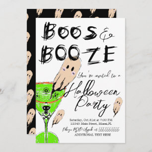Boos en Booze Halloween  Ghost Drink Kaart