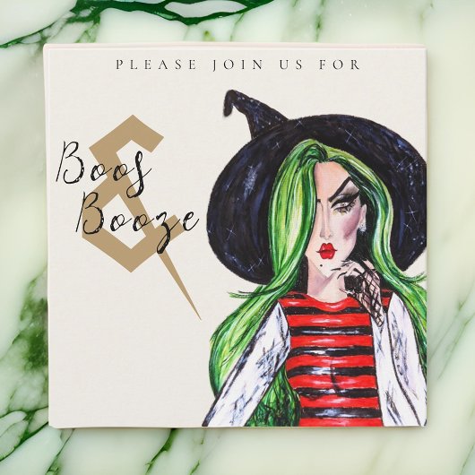 Boos en Booze Halloween Heksenfeest Uitnodiging